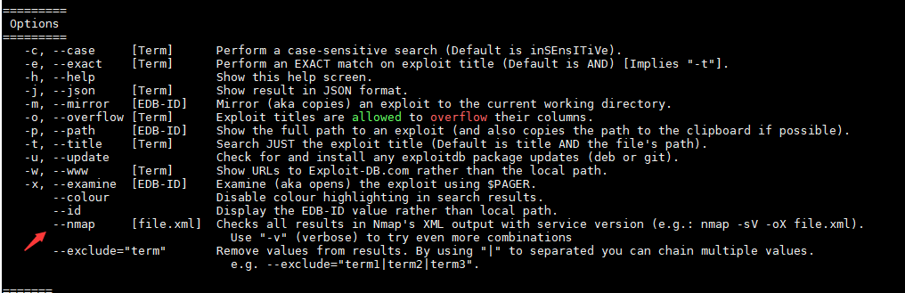 searchsploit 的部分说明